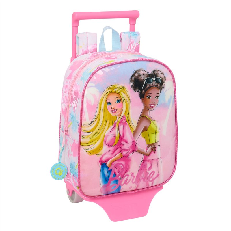 Cartable à roulettes Barbie Painterly Rose Bleu ciel 22 x 27 x 10 cm