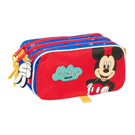 Trousse Fourre-Tout Triple Mickey Mouse Clubhouse Good day Bleu 21,5 x 10 x 8 cm