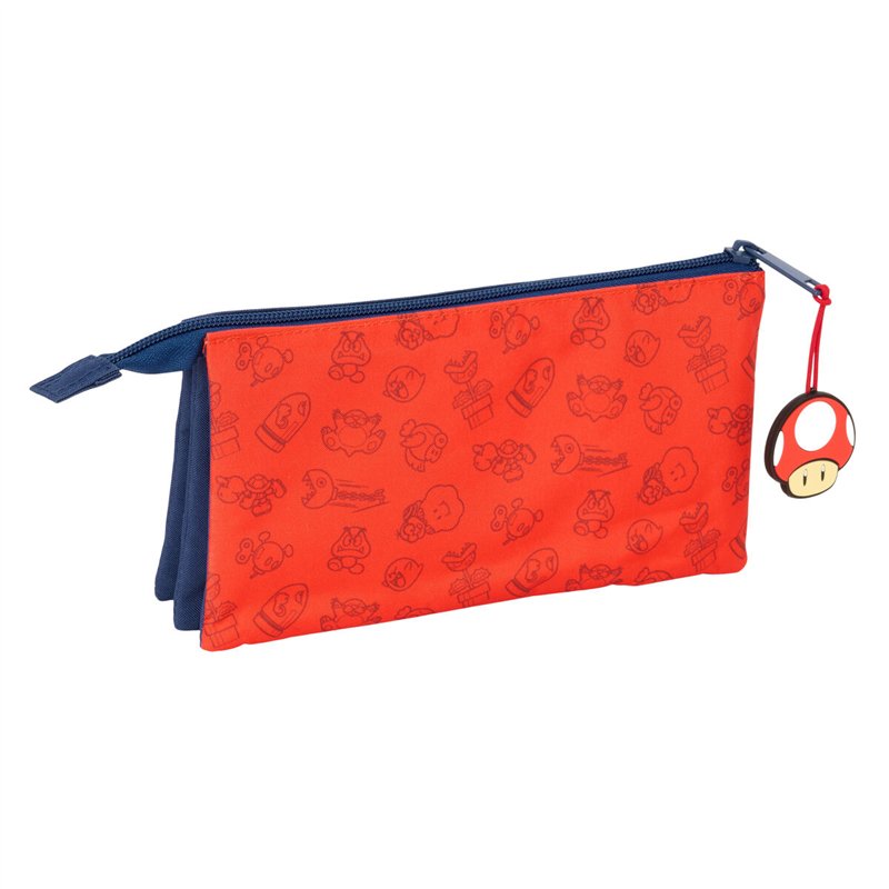 Image secondaire de Trousse Fourre-Tout Triple Super Mario Trick Rouge Bleu foncé 22 x 12 x 3 cm