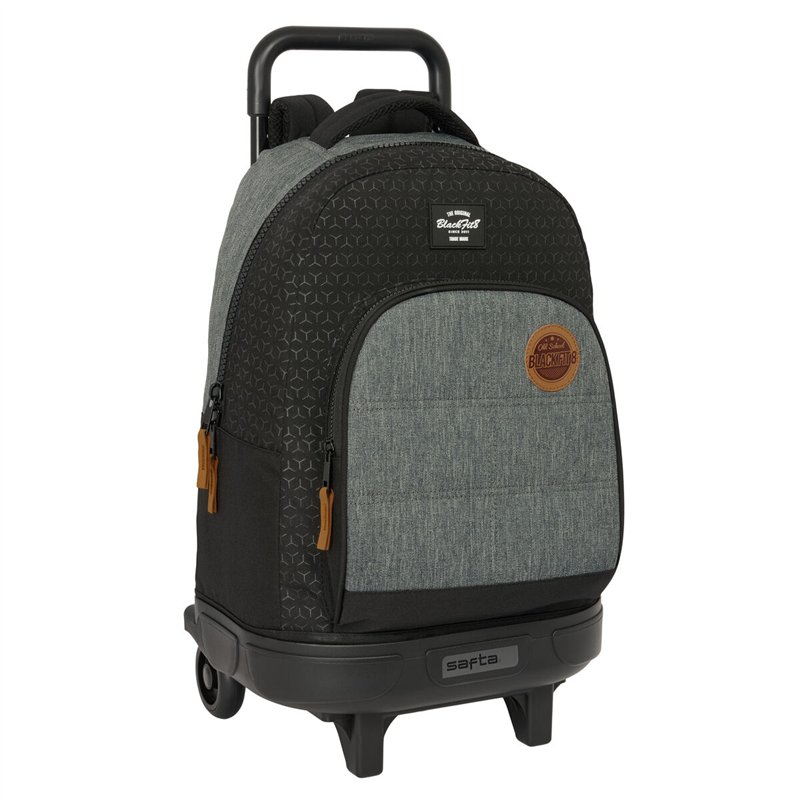 Cartable à roulettes BlackFit8 Old school Noir Gris 33 x 45 x 22 cm