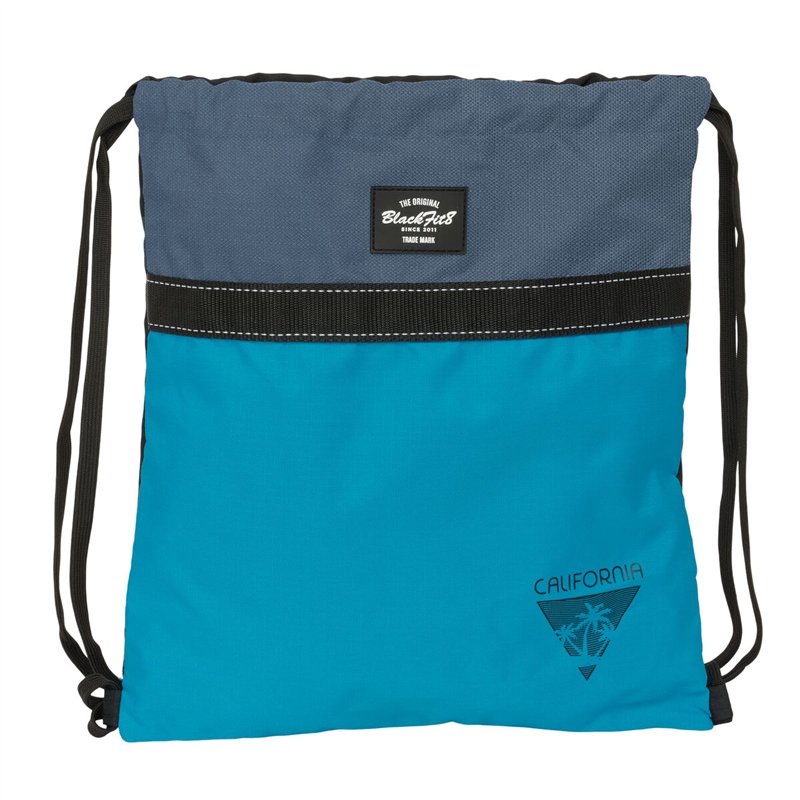 Sac à dos serré par des ficelles BlackFit8 California Bleu Noir 35 x 40 x 1 cm