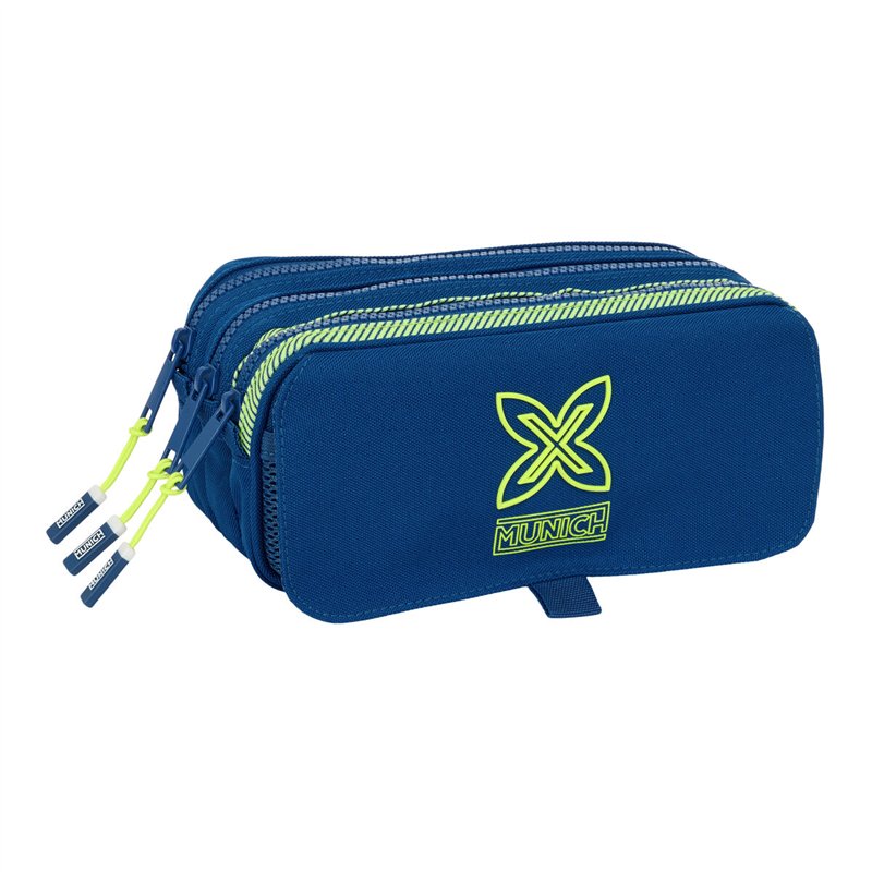 Trousse Fourre-Tout Triple Munich North Blue marine 21,5 x 10 x 8 cm