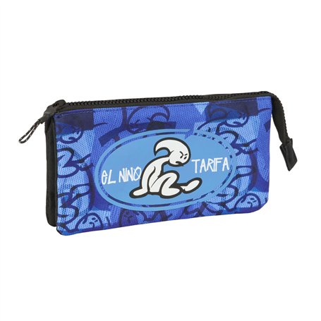 Trousse Fourre-Tout Triple El Niño Roller Bleu Noir 22 x 12 x 3 cm