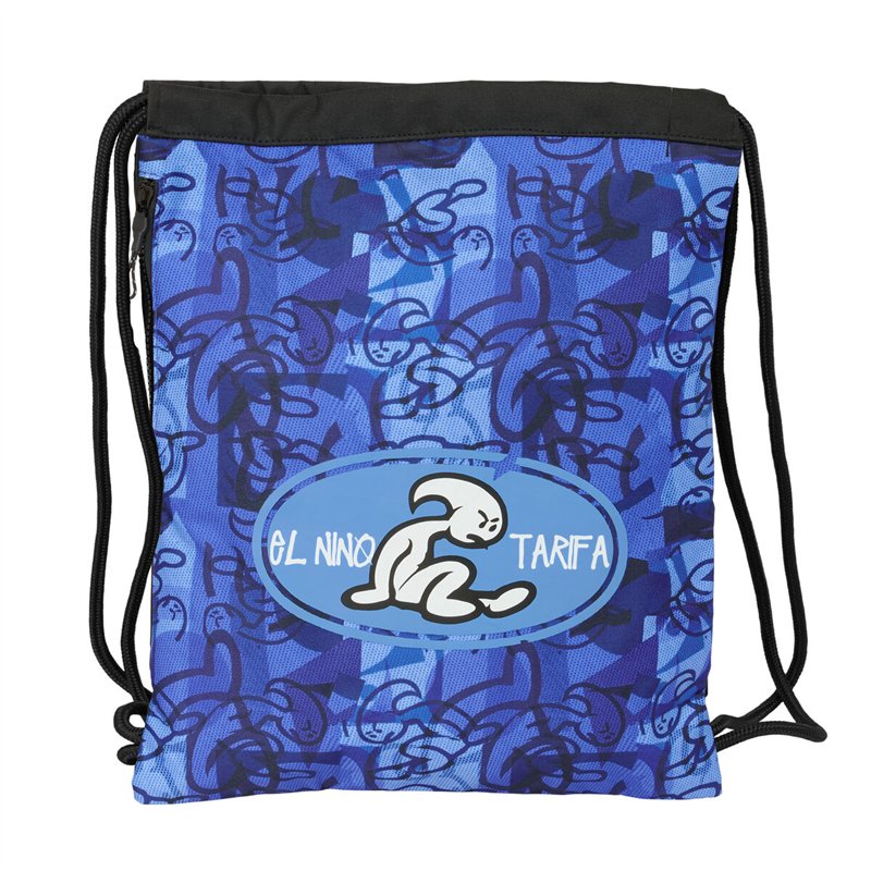Sac à dos serré par des ficelles El Niño Roller Bleu Noir 35 x 40 x 1 cm