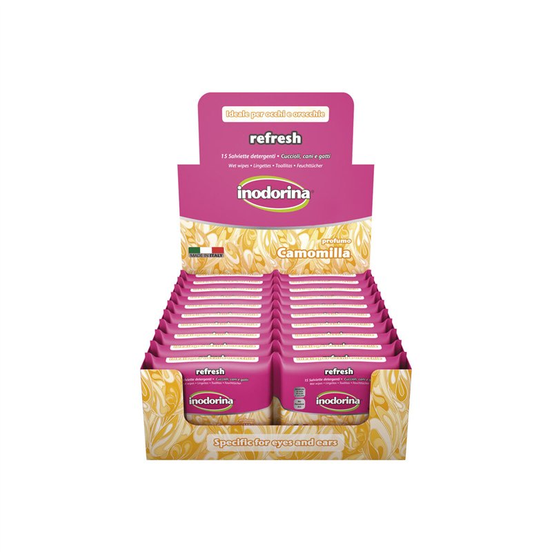 Lingettes humides pour animaux domestiques Inodorina Refresh 24 Unités