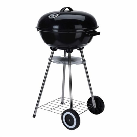 Roues de barbecue au charbon de bois Noir Acier émaillé Ronde