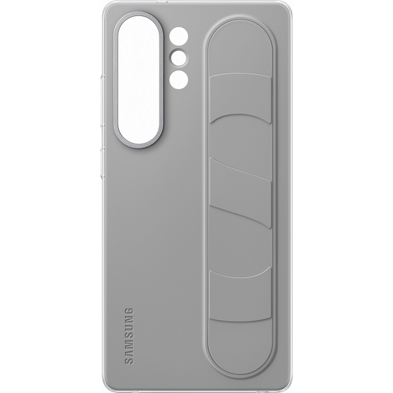 Image secondaire de Coque Samsung Galaxy S25 Ultra Silicone Grip avec Lanière Fonction Stand Grise Samsung