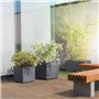 Pot de fleur Cube - DEROMA - Millennium R - Anthracite - A réserve d'eau-  39 cm