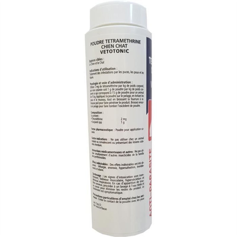Image secondaire de Poudre Anti-puces et tiques tétraméthrine - VETOCANIS - Pour Chien et Chat