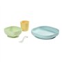 BEABA Set vaisselle silicone repas bébé, 4 pieces, avec ventouse, anti-dérapant, jaune