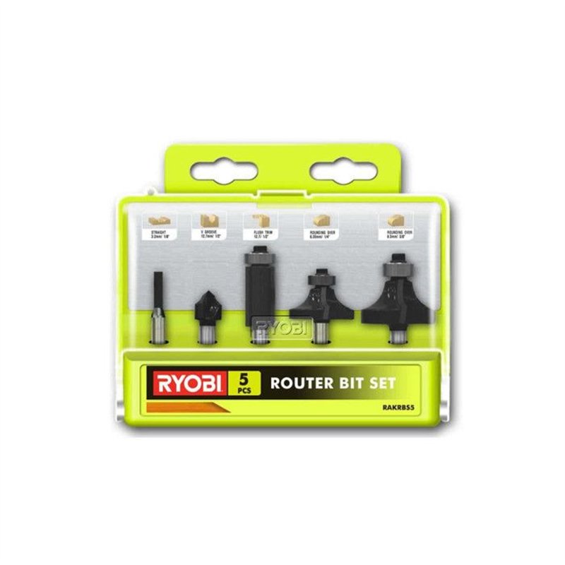 Coffret 5 fraises panachées RYOBI queue de diamètre 6mm RAKRBS5