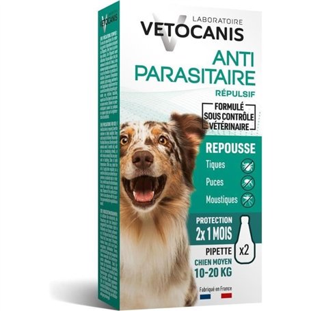 Pipettes préventives antiparasitaires - VETOCANIS - x2 - Pour Chiens Moyens