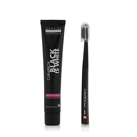 Ensemble d'Hygiène Buccale Curaprox Black is White 2 Pièces