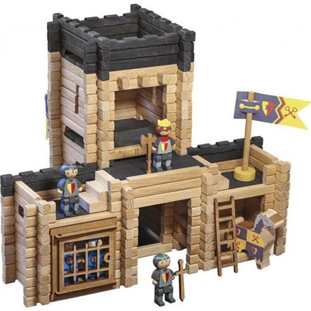 Jeu de construction - Jeujura - 8028 - Château fort - Catapulte - 270 pieces en bois