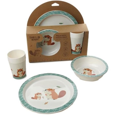 Mon premier coffret repas micro-ondes - THERMOBABY - Castor - Assiette, bol, gobelet