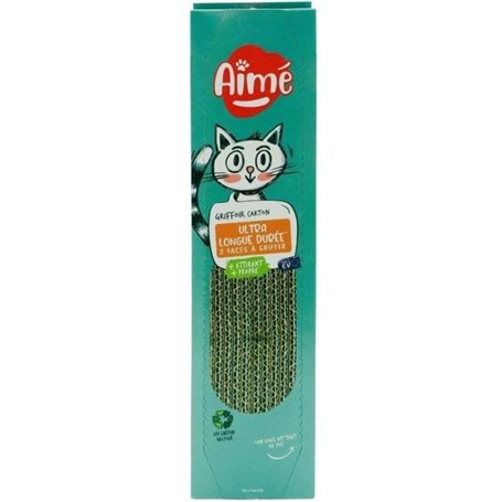 Griffoire en carton - AIMÉ - Pour Chat, Planche a Gratter Double face Super Résistant et Longue Durée, Senteur Herbe a Chat