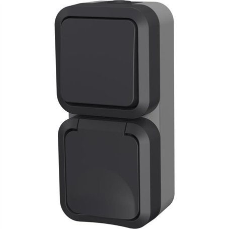 Double va et vient + Prise verticale - QUARX - Aqua Pro - Extérieure, verticale, IP55, 250V, 16A