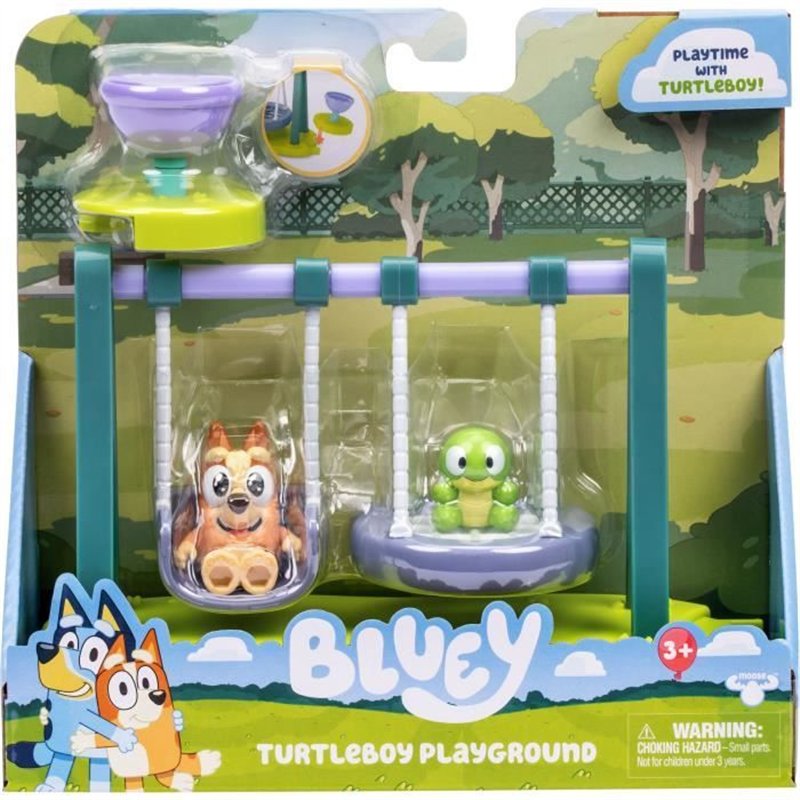 Aire de jeu - BLUEY - Bingo et Bébé Tortue - Mini parc - Balançoires incluses