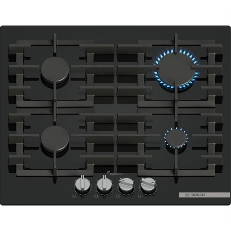 Table de cuisson a gaz - BOSCH Série 6 - 4 foyers - 52 x 59 x 4,5 cm - PPP6A6I40 - Noir