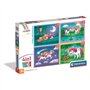 CLEMENTONI - Puzzle 4 en 1 - A Day with Unicorns