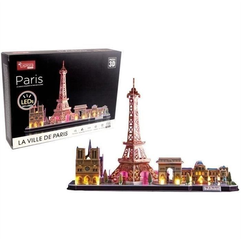 Puzzle 3D lumineux - Monuments De Paris - Jeu de construction - EXPLORA - 115 pièces - Dès 8 ans