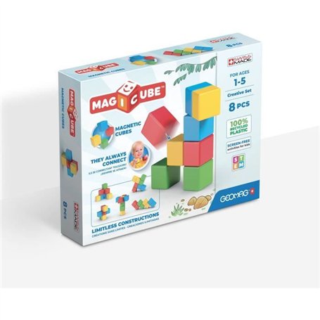 Jeu de construction magnétique - GEOMAG - Magicube Recycled Creative Set - 8 pieces - Plastique recyclé - Des 1 an