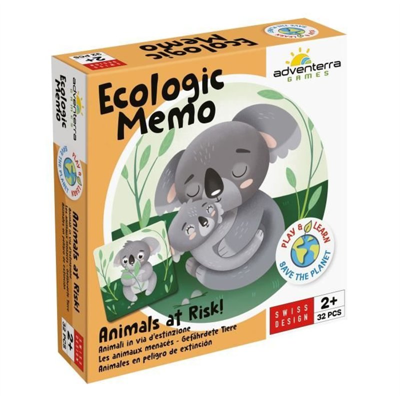 Jeux éducatifs - GEOMAG - Ecologic Memo Animals at Risk - Jeu de mémoire - Animaux en voie de disparition - Association bébé/par