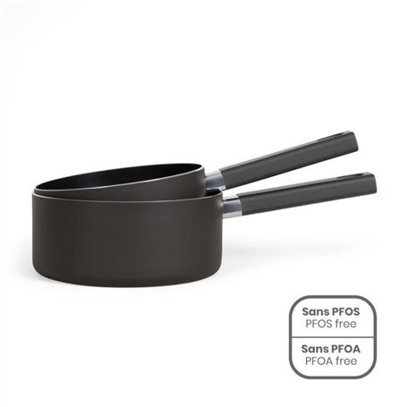 Set de 2 casseroles - LIVOO - MEP154N - Antiadhésif sans PFOA ni PFOS - Manche silicone - Tous feux dont induction
