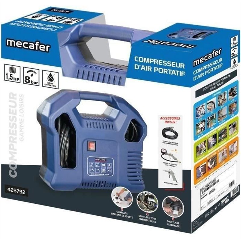 Image secondaire de Compresseur sans cuve - MECAFER - 425792 - Bleu - 1,5 HP - 8 bars