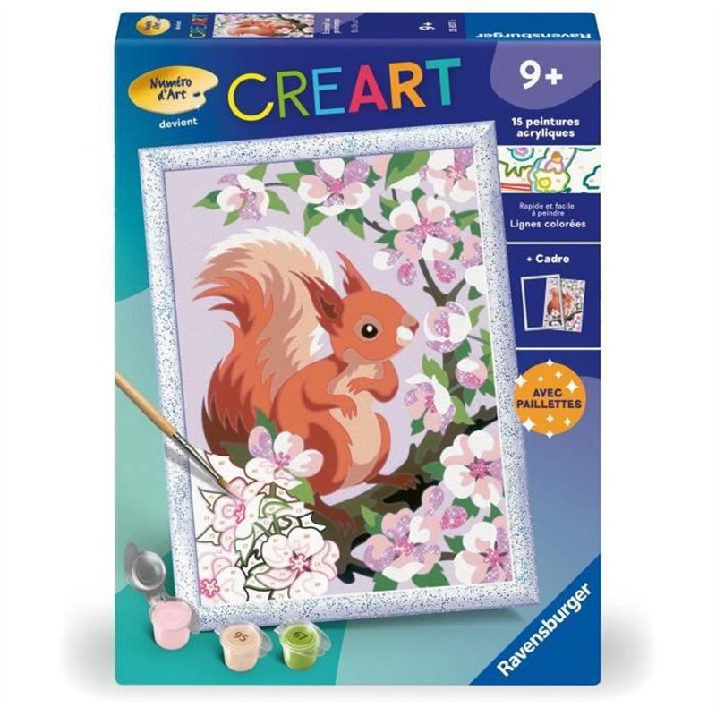 CreArt Kids 18x24cm Écureuil au printemps, Kit de peinture par numéros Numéro d'Art, Des 9 ans, 25837, Ravensburger