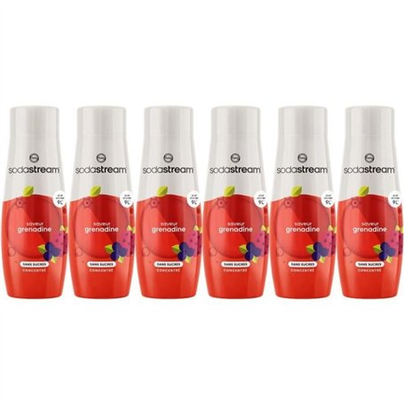 Concentrés SODASTREAM - Lot de 6 concentrés Grenadine sans sucres - Jusqu'a 54L de boissons - 440 ml