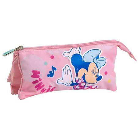 Trousse Fourre-Tout Triple Minnie Mouse Rose 2,2 x 1,1 x 22,5 cm