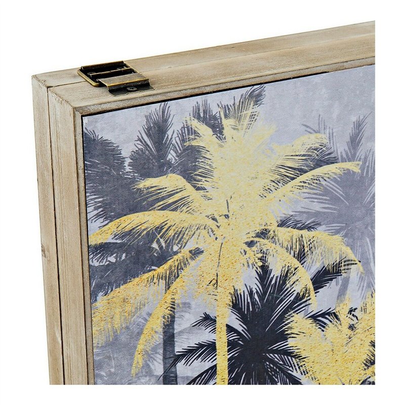 Image secondaire de Boîte Décorative DKD Home Decor Noir Doré Bois MDF Palmiers Tropical Compteur (2 Unités)
