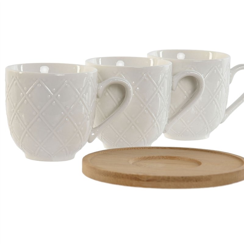 Image secondaire de Ensemble de tasses à café Home ESPRIT Blanc Bambou Porcelaine 90 ml