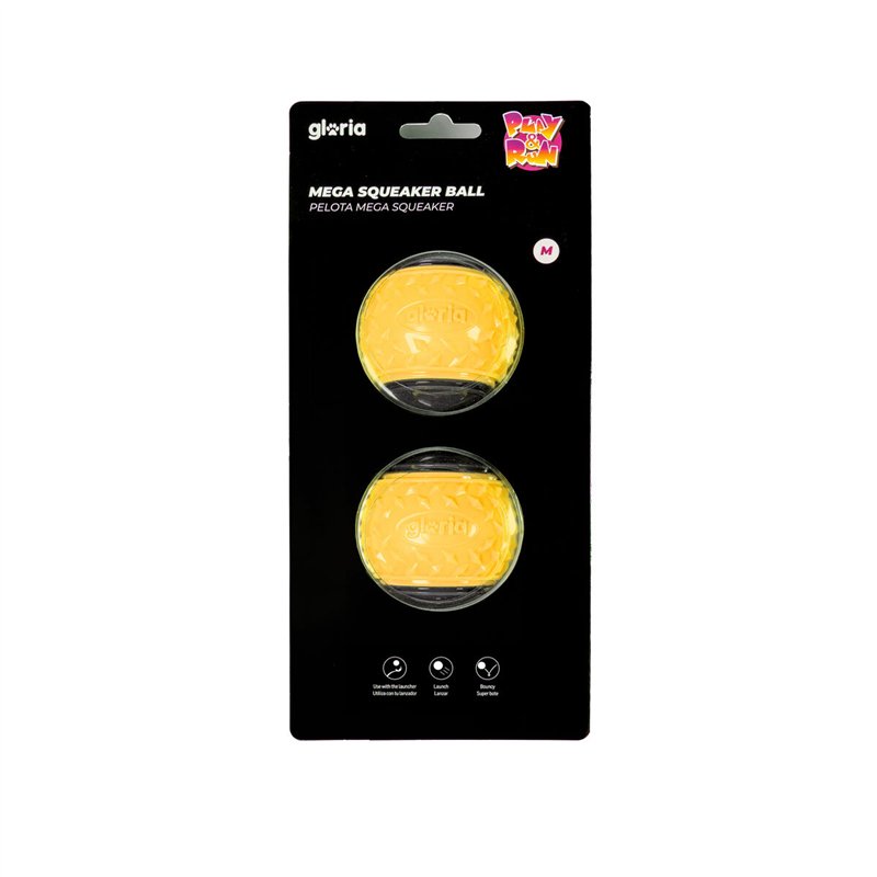 Boule pour animaux de compagnie Gloria PLAY AND RUN Jaune TPR M 6,35 cm 2 Unités