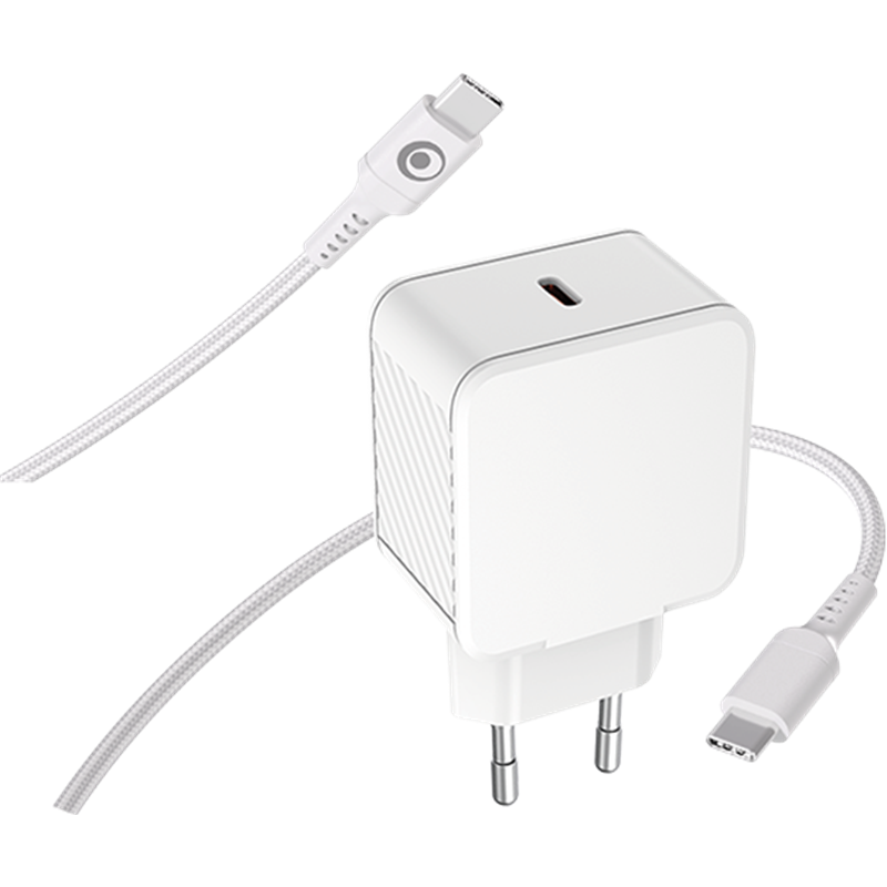Kit Chargeur USB C 65W + Câble USB C / USB C 2m Blanc Bigben