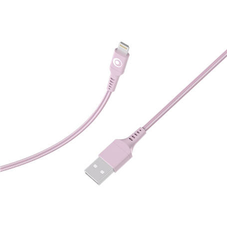 Câble Tissé USB A / Lightning 2.4A 1.2m FastCharge 12W Rose Bigben