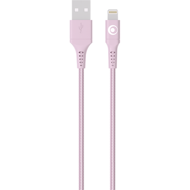 Image secondaire de Câble Tissé USB A / Lightning 2.4A 1.2m FastCharge 12W Rose Bigben