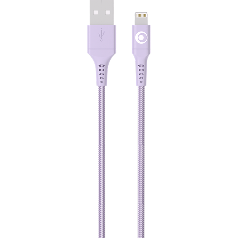 Image secondaire de Câble Tissé USB A / Lightning 2.4A 1.2m FastCharge 12W Violet Bigben