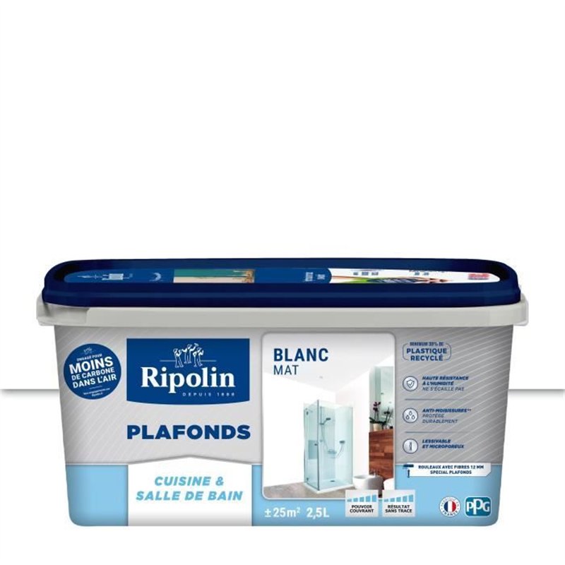 Image secondaire de Peinture plafonds cuisine & salle de bain - Blanc mat - RIPOLIN - 2,5L