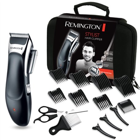Remington Tondeuse Cheveux [Kit Coiffeur Professionnel] Stylist Noir & Argent (Lames Céramique Auto-Affûtées, Secteur/Sans fil-B