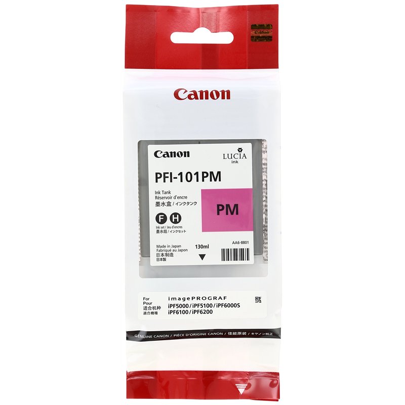 Canon PFI-101PM Encre pour papier photo IPF5000/5100/6000S/6100/6200 Magenta