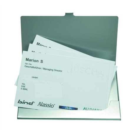 ALASSIO Visitenkartenetui aus Aluminium in Matter Optik, Etui für ca. 10 Visitenkarten Porte-Cartes de Visite, cm, Argenté (Silb