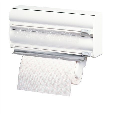 Rayen - Porte-Rouleaux de Cuisine avec 3 Supports, Montage mural, Fonction de Coupe pour Film Alimentaire et Aluminium, Gain de
