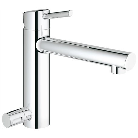 Grohe Robinet de Cuisine Concetto Bec Medium Plage de Rotation de 140° Starlight Basse Pression Vanne d'Arrêt 31209001 (Import A