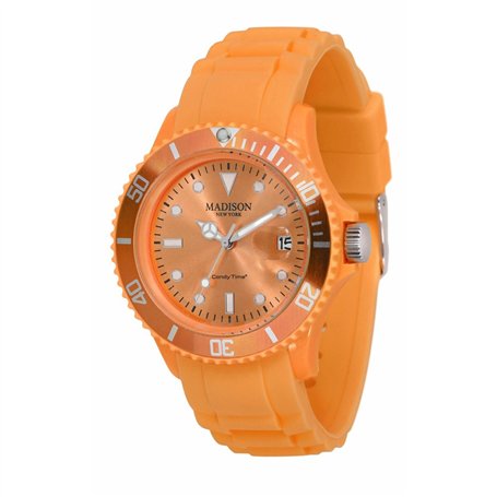 Madison New York - SL4167PO - Montre Mixte - Quartz Analogique - Cadran Orange - Bracelet Silicone Orange
