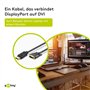 Goobay 51961 Câble Adaptateur DisplayPort/DVI-D 1.2, Doré, Noir, 2m Longueur de Câble
