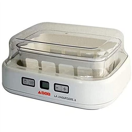 Seb YG500100 Yaourtière Duetto 8 Pots de Yaourt Inclus Fromage Blanc Programmable Écran LCD Minuteur 30W Blanc