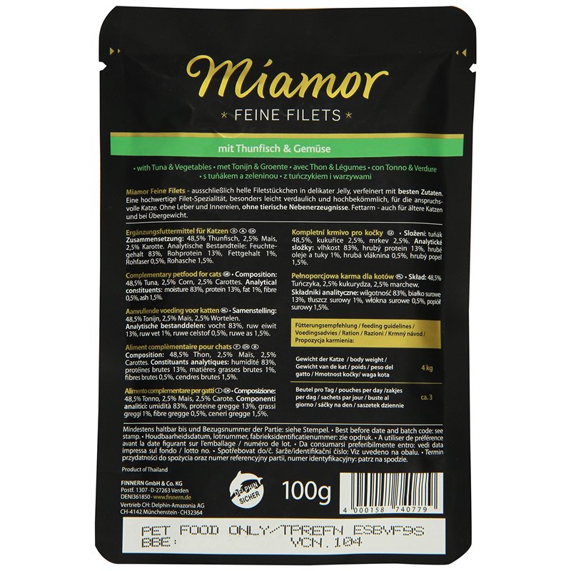 Image secondaire de Miamor Katzenfutter Feine Filets Thunfisch & Gemüse 100 g, 24er Pack (24 x 100 g)