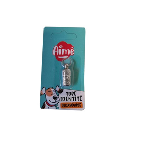 AIME Tube d'identité pour chien en acier inoxydable